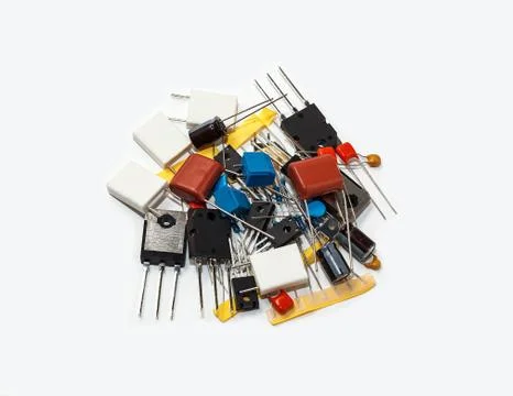 A handful of electronic components Stock Photos