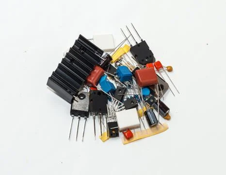 A handful of electronic components Stock Photos