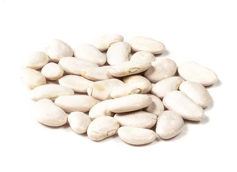 Handful of lima beans closeup on white Stock Photos
