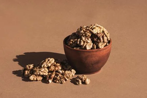 A handful of peeled walnut kernels Stock Photos