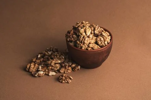 A handful of peeled walnut kernels Stock Photos