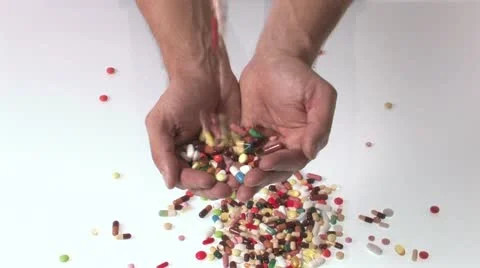 Handful of pills Stock Footage 11611438