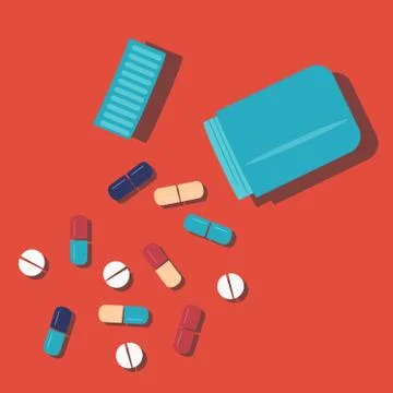 Handful of pills Stock Illustration