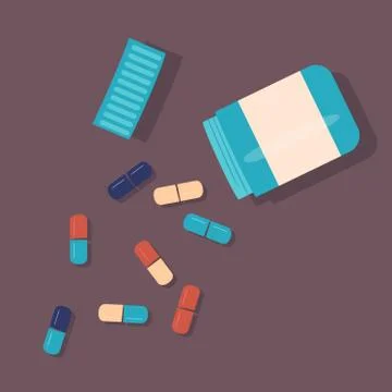 Handful of pills Stock Illustration