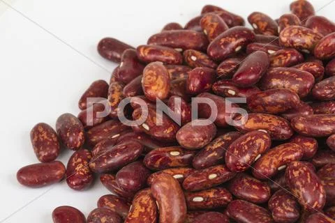 A handful of red beans. View from above. Isolated on white backg Stock Photos