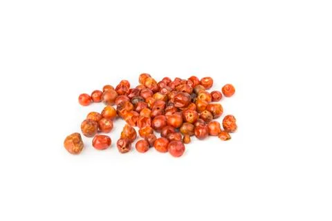 Handful of red spicy tiny round chile tepin peppers Stock Photos