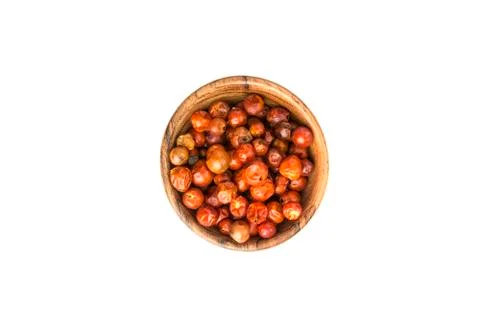 Handful of red spicy tiny round chile tepin peppers Foto stock