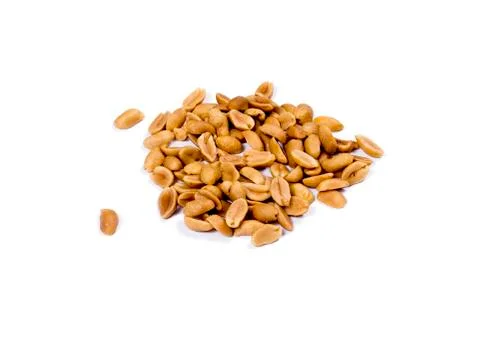 Handful of roasted peanuts on a white background Stock Photos