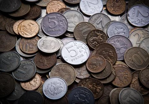 Handful of Russian rubles Stock-Fotos