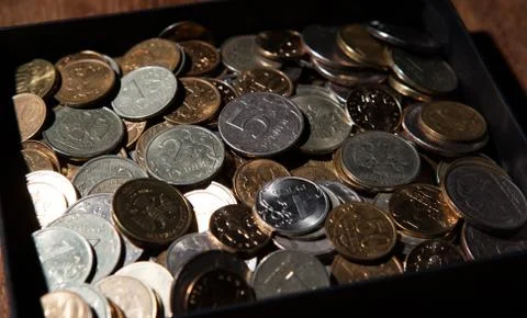 Handful of Russian rubles Stock Photos