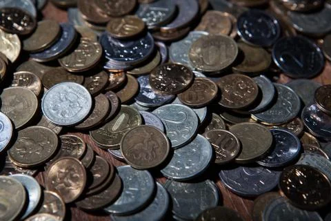 Handful of Russian rubles Stock Photos
