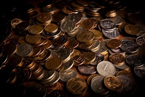 Handful of Russian rubles 库存照片