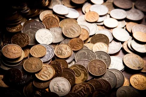 Handful of Russian rubles Stock Photos