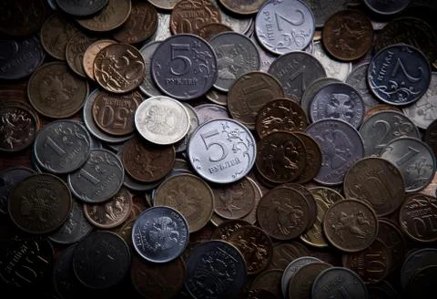 Handful of Russian rubles Stock Photos