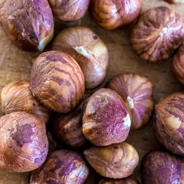 Handful of shelled hazelnuts Stock Photos