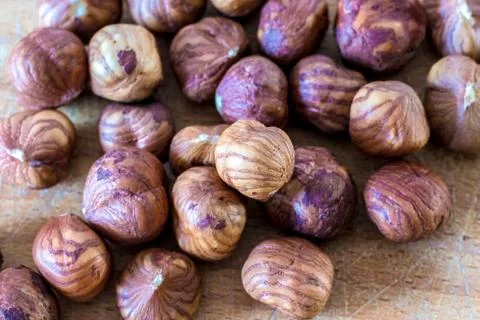 Handful of shelled hazelnuts Stock Photos