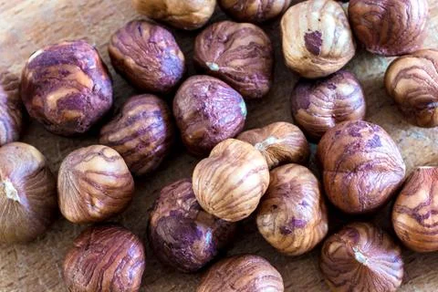 Handful of shelled hazelnuts Stock Photos