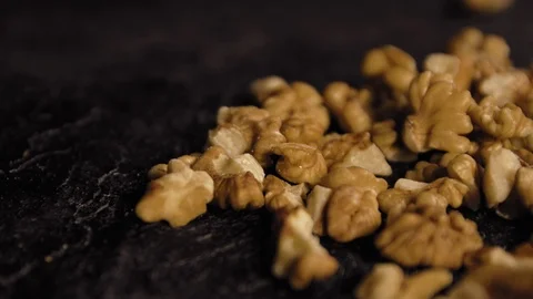 A handful of walnuts close-up Stock Footage 113081404