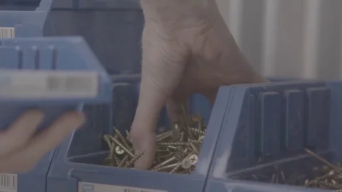 Handfull of nails for wood work Stock Footage 73891916