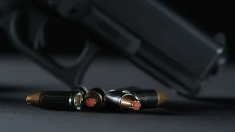 Handgun with ammunition Stock Footage 113827447