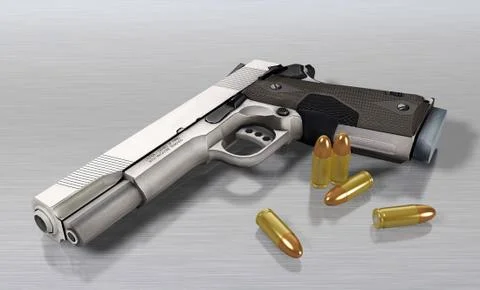 Handgun and bullets Stock Illustration