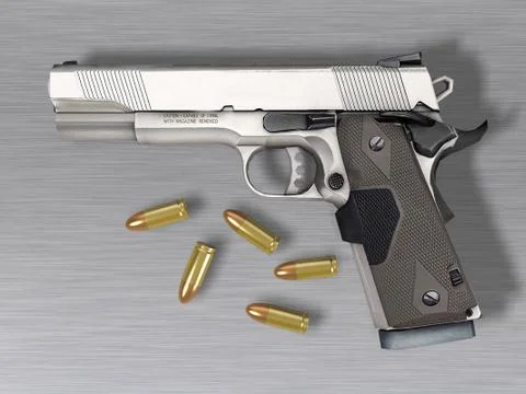 Handgun and bullets Stock Illustration