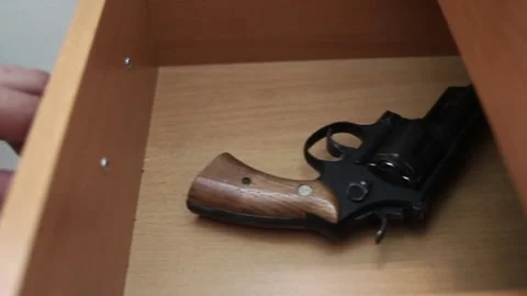 Handgun In Drawer Stock Footage 157655810