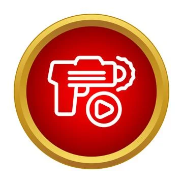 Handgun with play button icon, action movie concept Stock Illustration