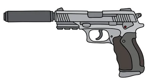 Handgun with a silencer Stock Illustration