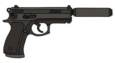 Handgun with a silencer Stock Illustration
