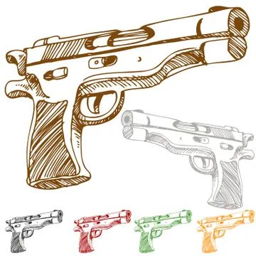 Handgun sketch Stock Illustration
