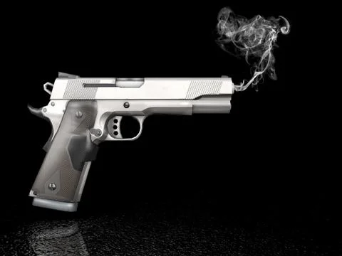 Handgun with smoke Stock Illustration