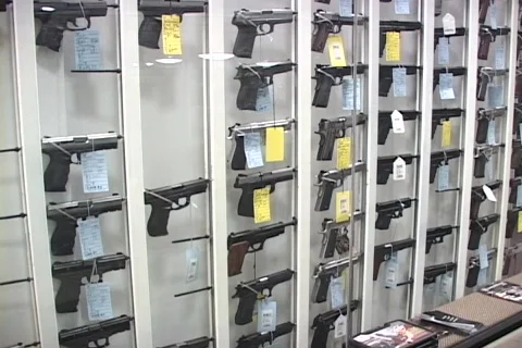 Handguns Display 2 Stock Footage 328369