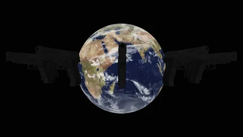 Handguns turn around the world - loop Stock Footage 166270369