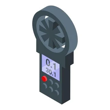 Handheld anemometer measuring wind speed and direction Illustrazione stock