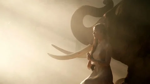 Handheld backlight shot, Young attractive asian woman in traditional costume Stock Footage 227298624