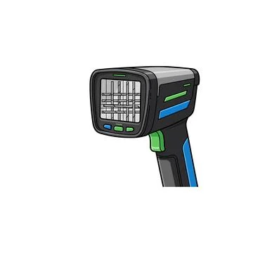 Handheld barcode scanner device with digital display, inventory tool Stock Illustration