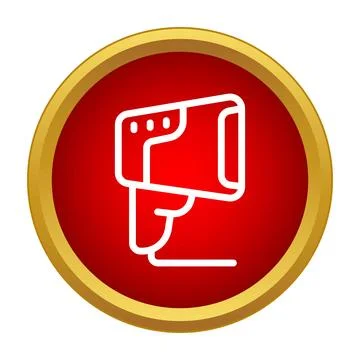 Handheld barcode scanner device in red circle icon Illustration