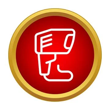 Handheld barcode scanner device in red circle icon Stock-Illustration