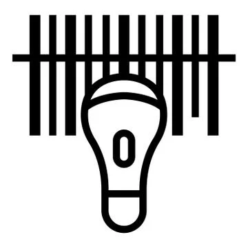 Handheld barcode scanner icon, outline style Stock Illustration