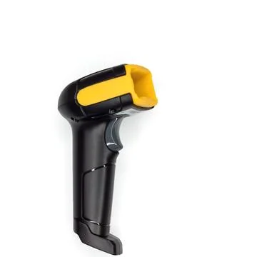 Handheld barcode scanner on white background Stock Photos