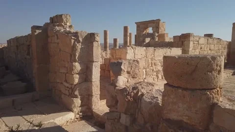 Handheld Camera Move Over archeology ruins Stock Footage 145391011
