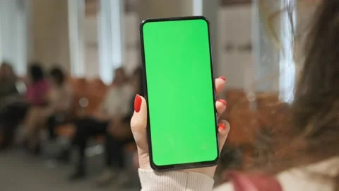 Handheld Camera: Point of View of Woman at conference room Using Phone With Stock Footage 201391428