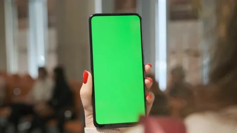 Handheld Camera: Point of View of Woman at conference room Using Phone With Stock Footage 208071653