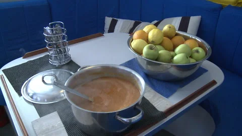 Handheld close up of food on a table Stock Footage 310539738