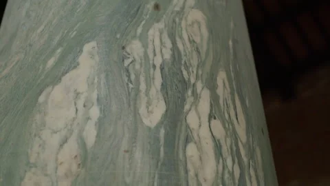 Handheld Close-Up of White Marble Column Veins in Church Stock Footage 315820584