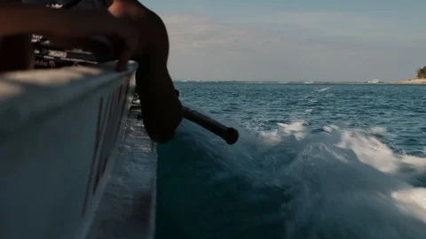 Handheld closeup of sea from inside a moving boat, Bali, Indonesia Stock Footage 93339366