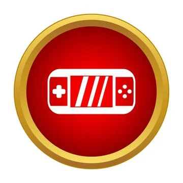 Handheld console gaming device red icon button Stock Illustration