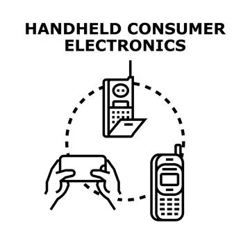 Handheld consumer electronics and mobile device evolution concept Stock Illustration