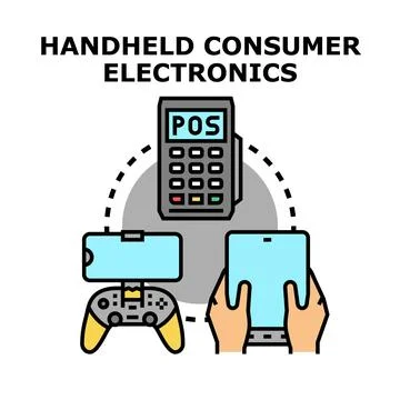 Handheld consumer electronics devices offering modern digital services Stock Illustration